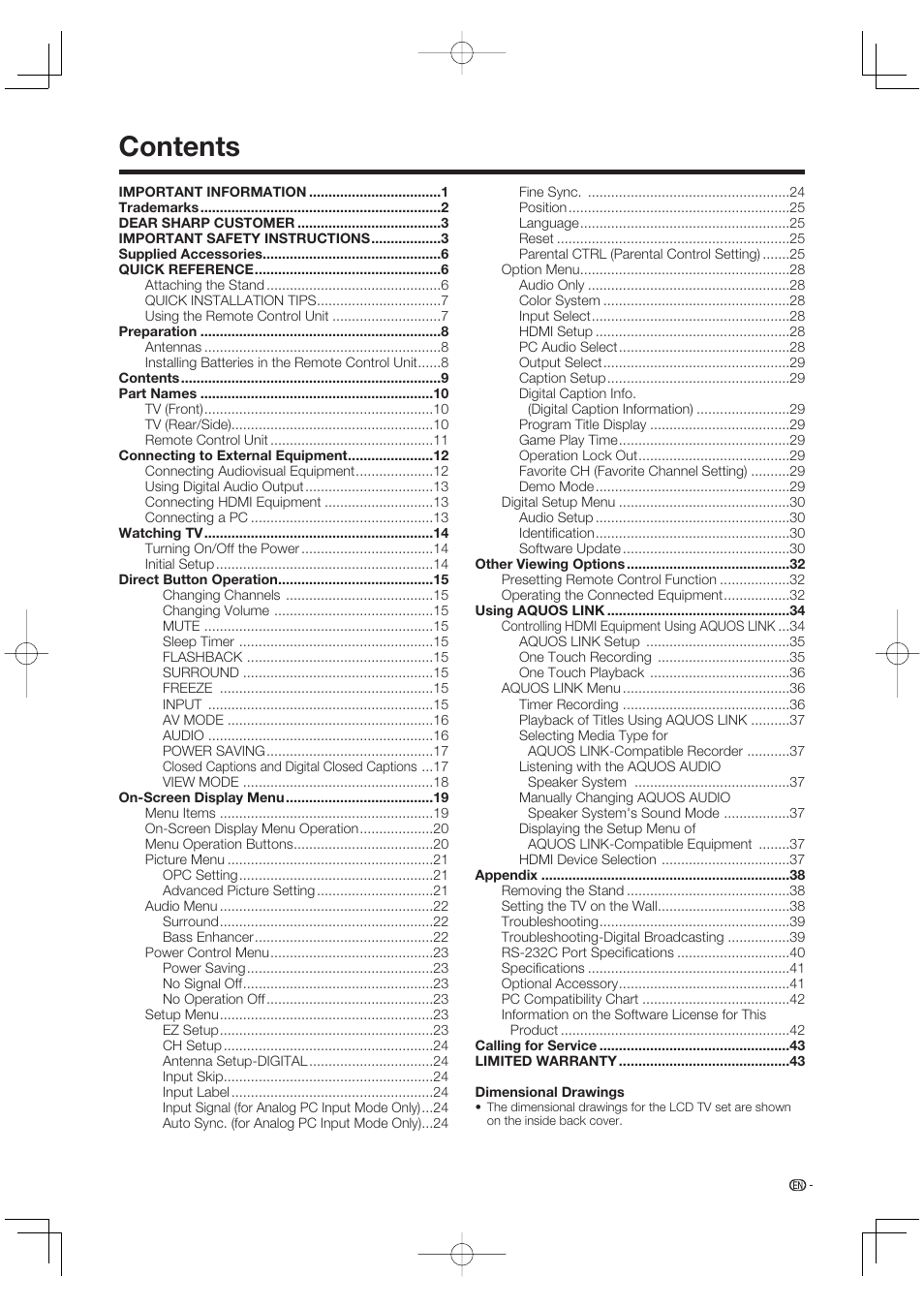 Sharp Aquos LC 42D65UT User Manual | Page 11 / 47