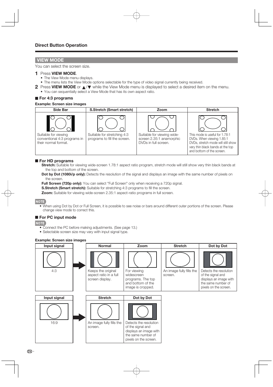 View mode | Sharp Aquos LC 42D65UT User Manual | Page 20 / 47