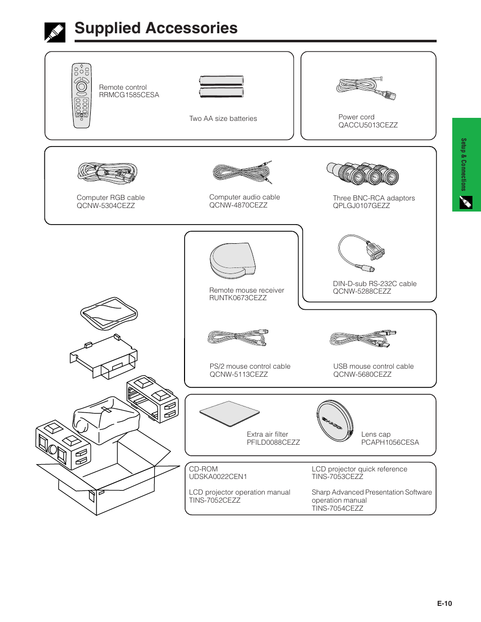 Supplied accessories, Supplied accessories …………………………… 10 | Sharp XG - P10XU User Manual | Page 11 / 65