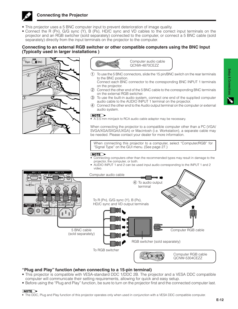 Connecting the projector | Sharp XG - P10XU User Manual | Page 13 / 65