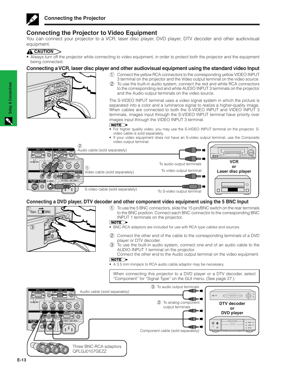 Connecting the projector to video equipment, Connecting the projector | Sharp XG - P10XU User Manual | Page 14 / 65
