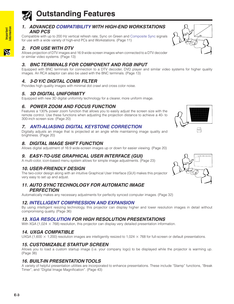 Outstanding features | Sharp XG - P10XU User Manual | Page 4 / 65