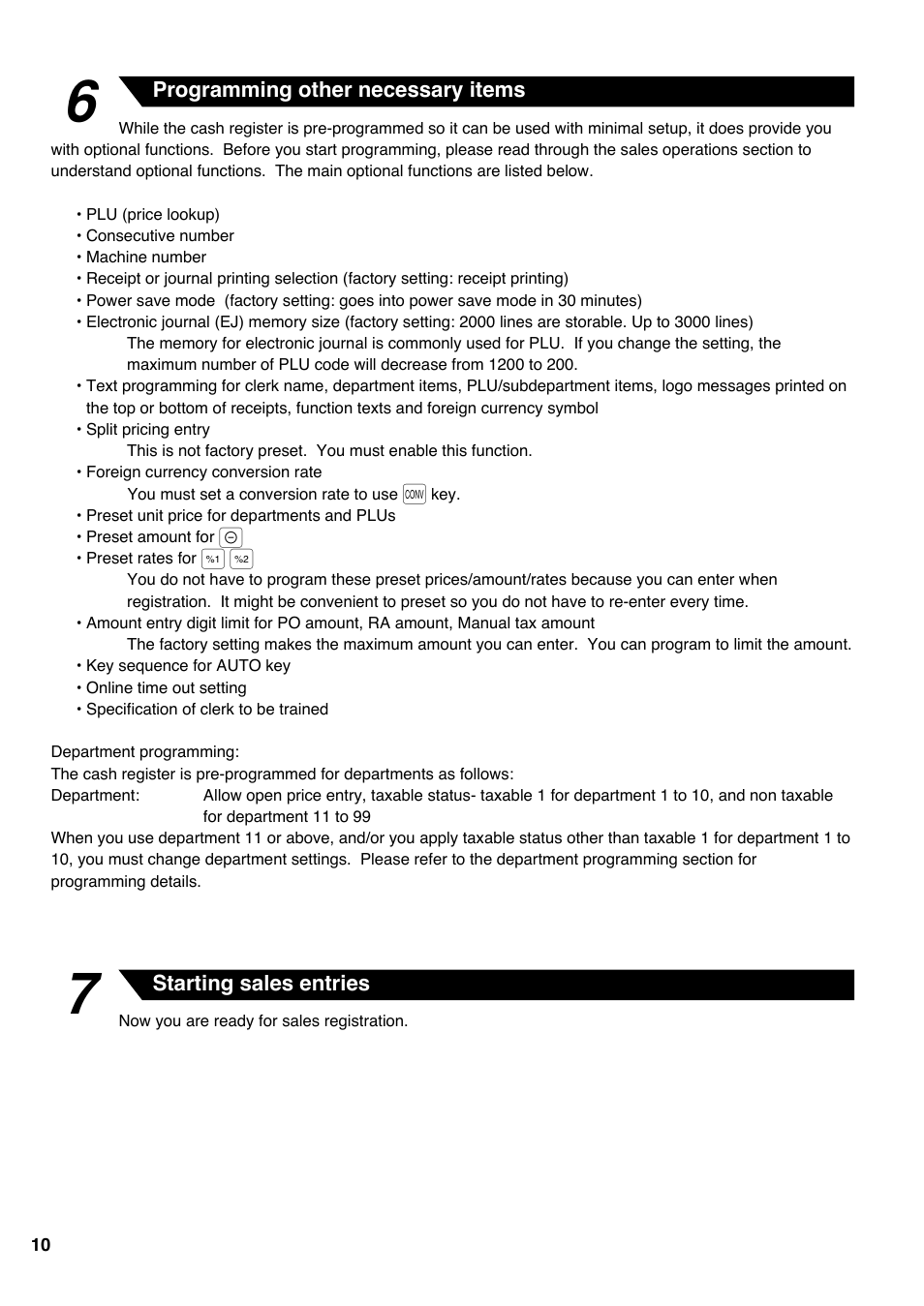 Sharp electronic cash register XE-A20S User Manual | Page 12 / 108