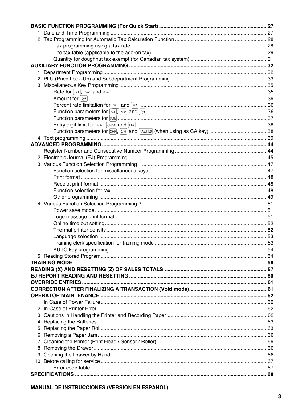 Sharp electronic cash register XE-A20S User Manual | Page 5 / 108