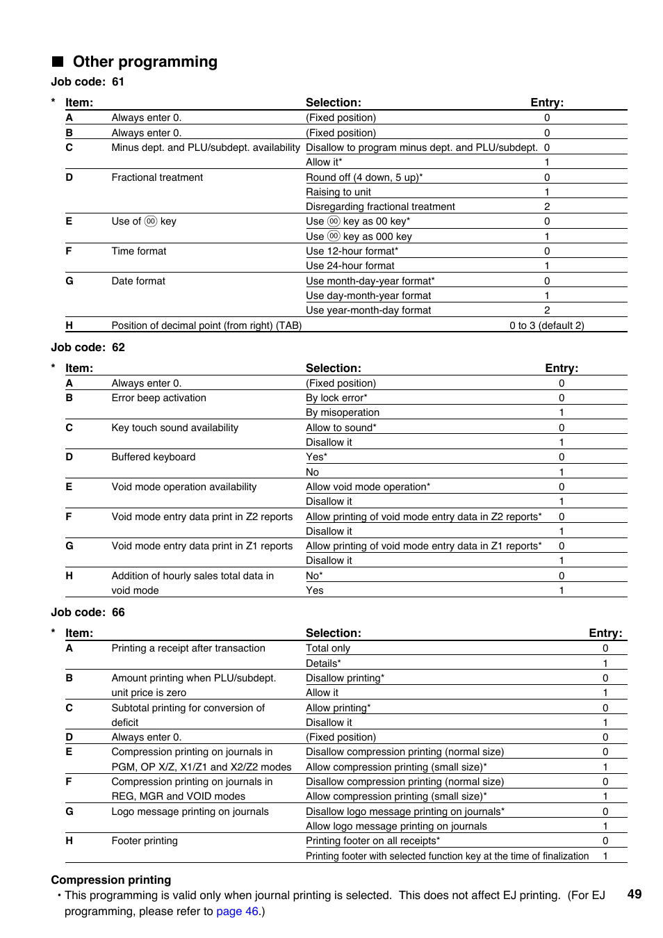 Other programming | Sharp electronic cash register XE-A20S User Manual | Page 51 / 108