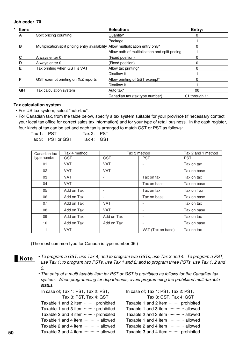 Sharp electronic cash register XE-A20S User Manual | Page 52 / 108