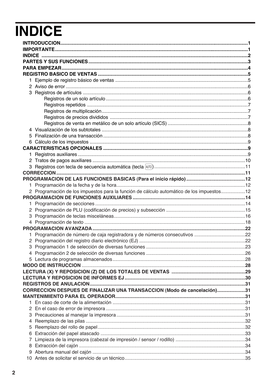 Indice | Sharp electronic cash register XE-A20S User Manual | Page 72 / 108