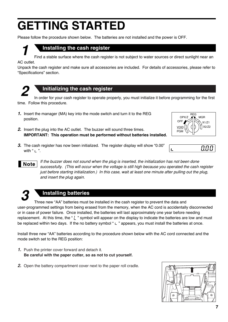 Getting started | Sharp electronic cash register XE-A20S User Manual | Page 9 / 108