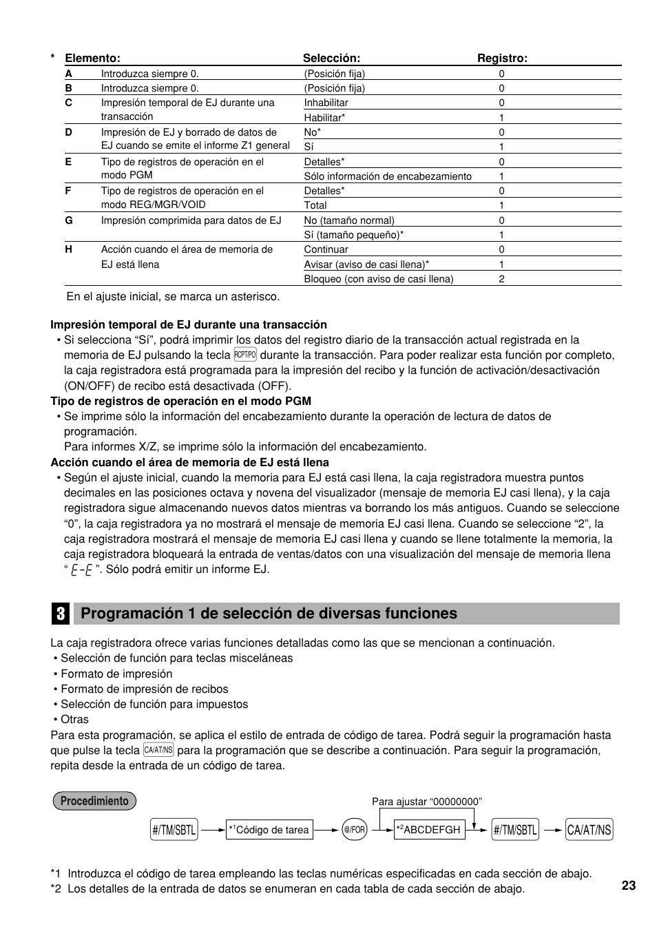 Programación 1 de selección de diversas funciones | Sharp electronic cash register XE-A20S User Manual | Page 93 / 108