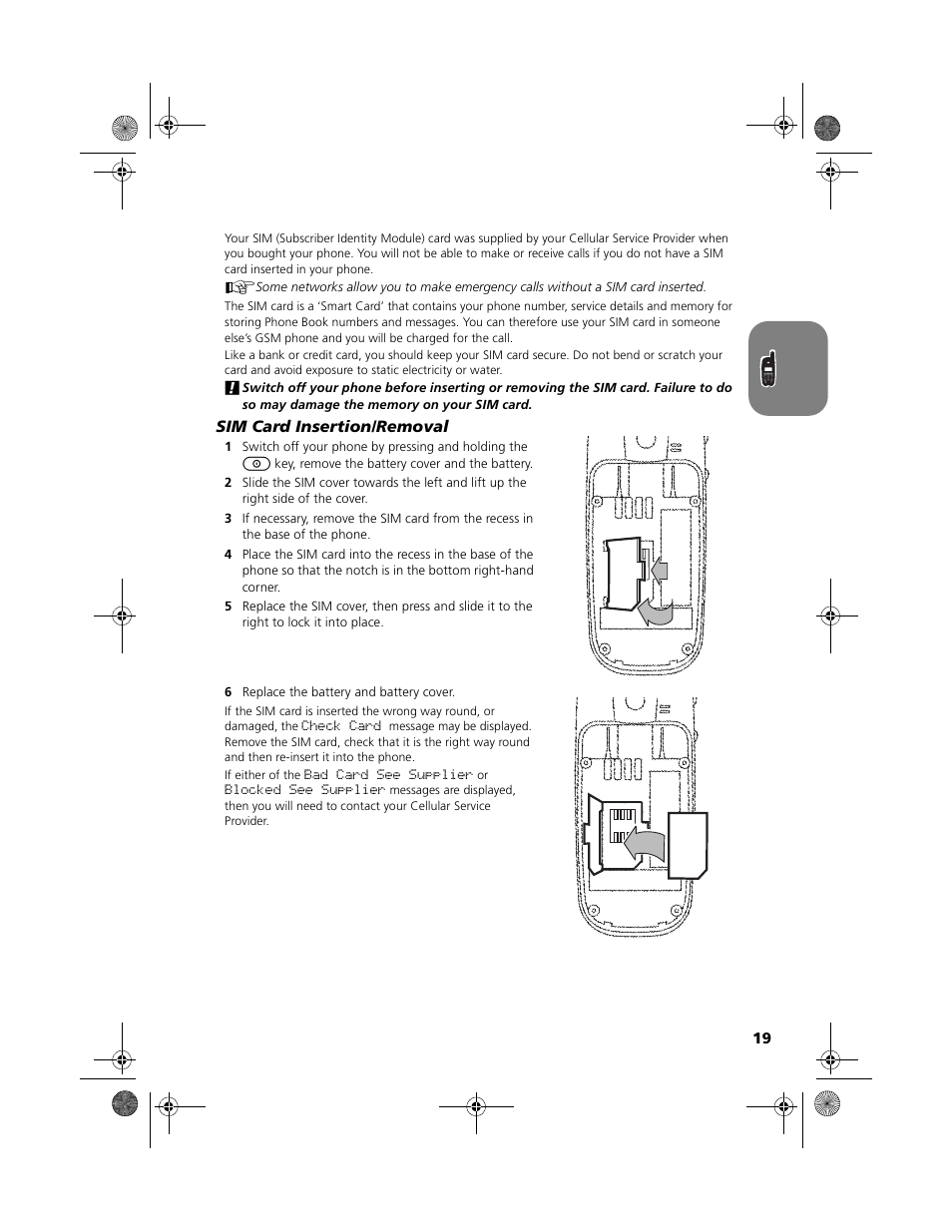 Your sim card | Motorola V2088 User Manual | Page 25 / 80