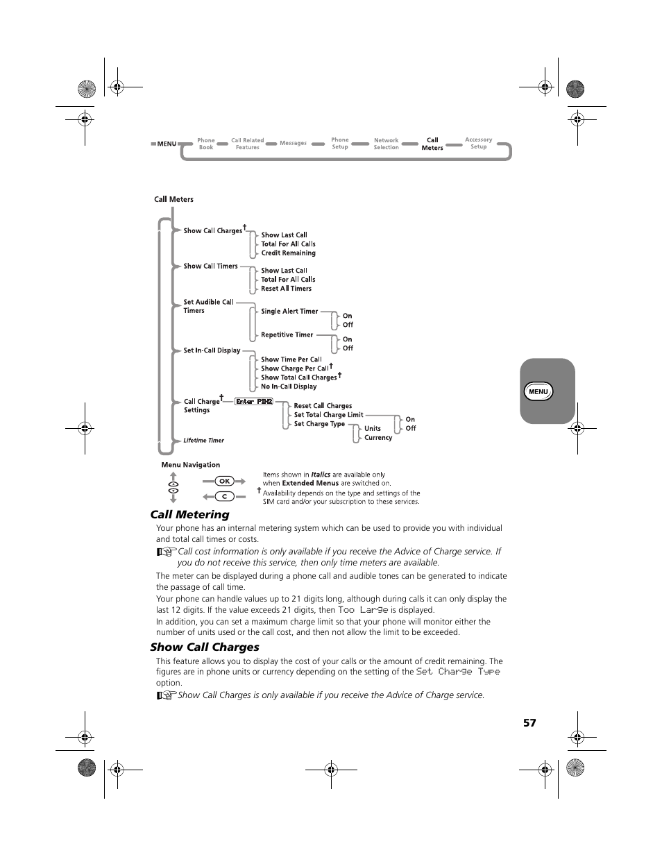 Call meters menu | Motorola V2088 User Manual | Page 63 / 80