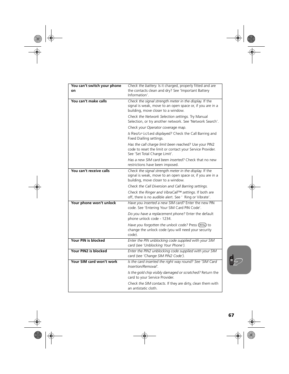 What to do if | Motorola V2088 User Manual | Page 73 / 80