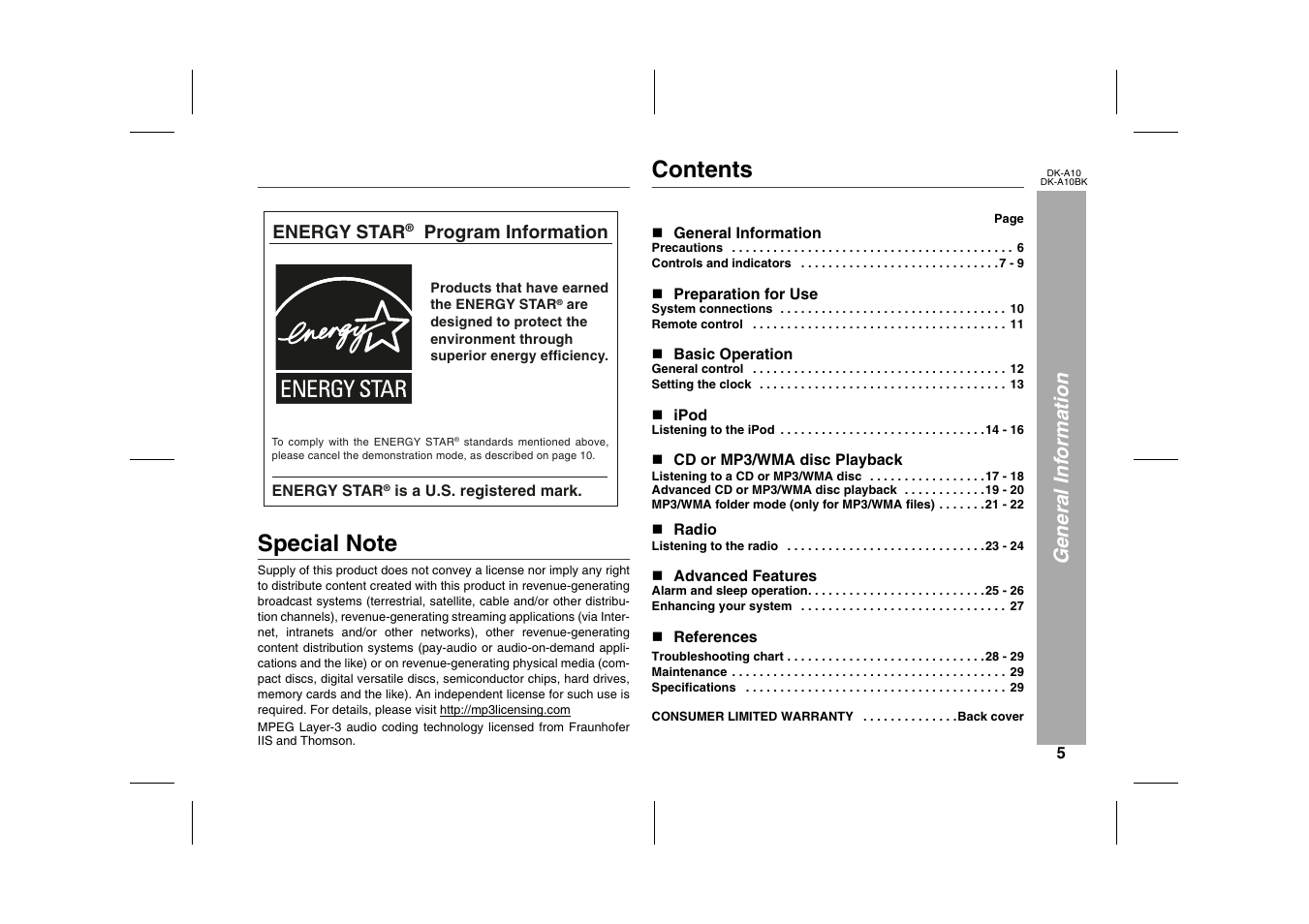 Sharp DK-A10 User Manual | Page 5 / 30