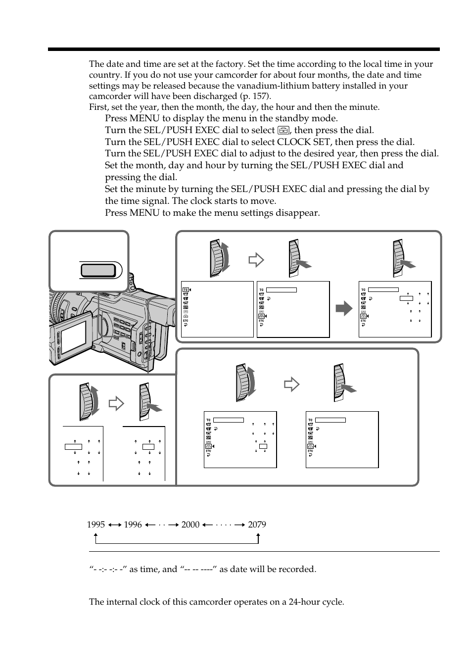 Resetting the date and time | Sharp DSR-PD150P User Manual | Page 112 / 172