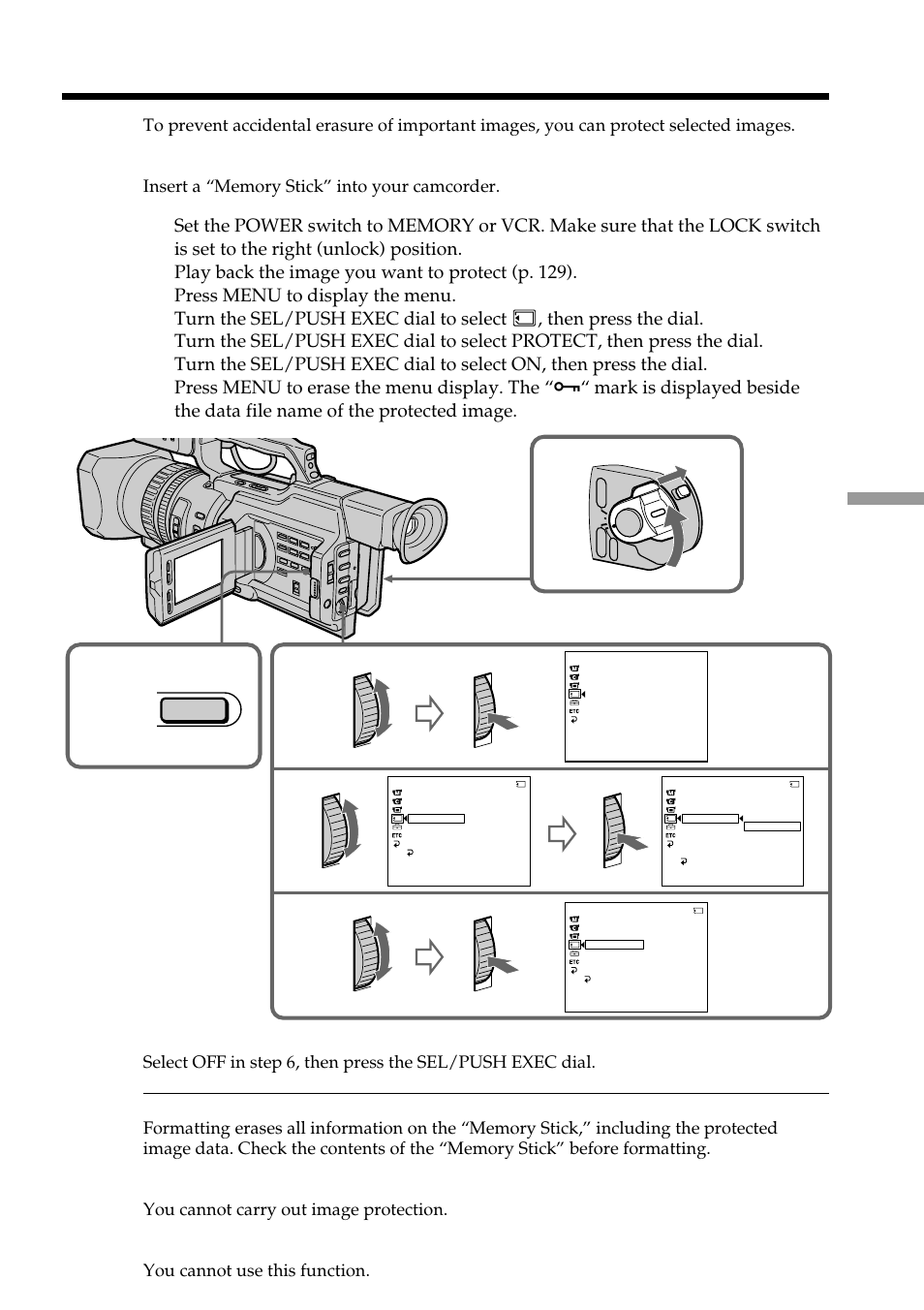 Preventing accidental erasure – image protection | Sharp DSR-PD150P User Manual | Page 135 / 172
