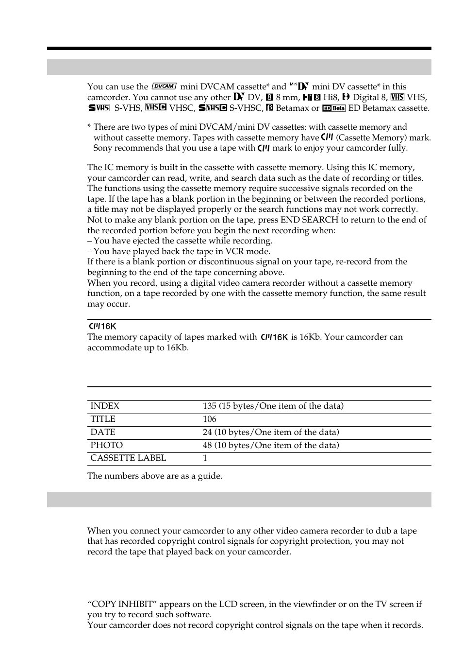 Usable cassettes | Sharp DSR-PD150P User Manual | Page 142 / 172