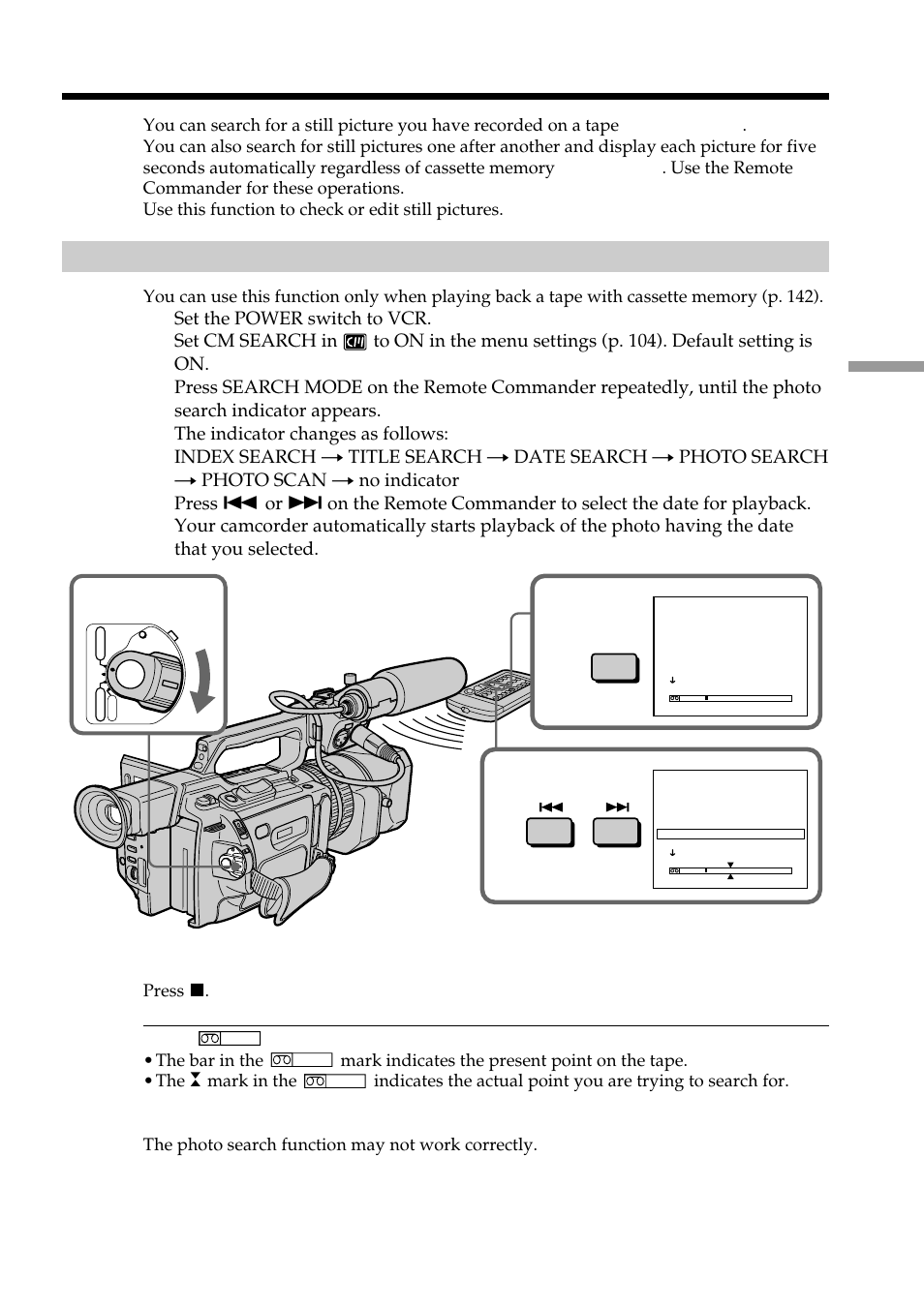 Searching for a photo – photo search/ photo scan | Sharp DSR-PD150P User Manual | Page 69 / 172