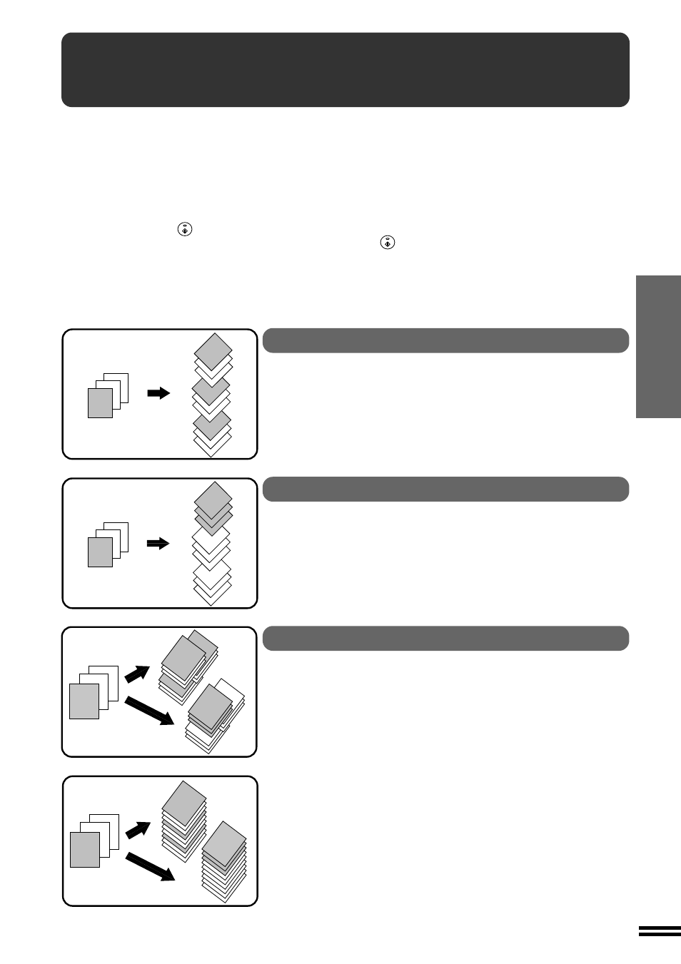 Sort/group, Sort mode, Group mode | Offset stack | Sharp AL-1670 User Manual | Page 27 / 72