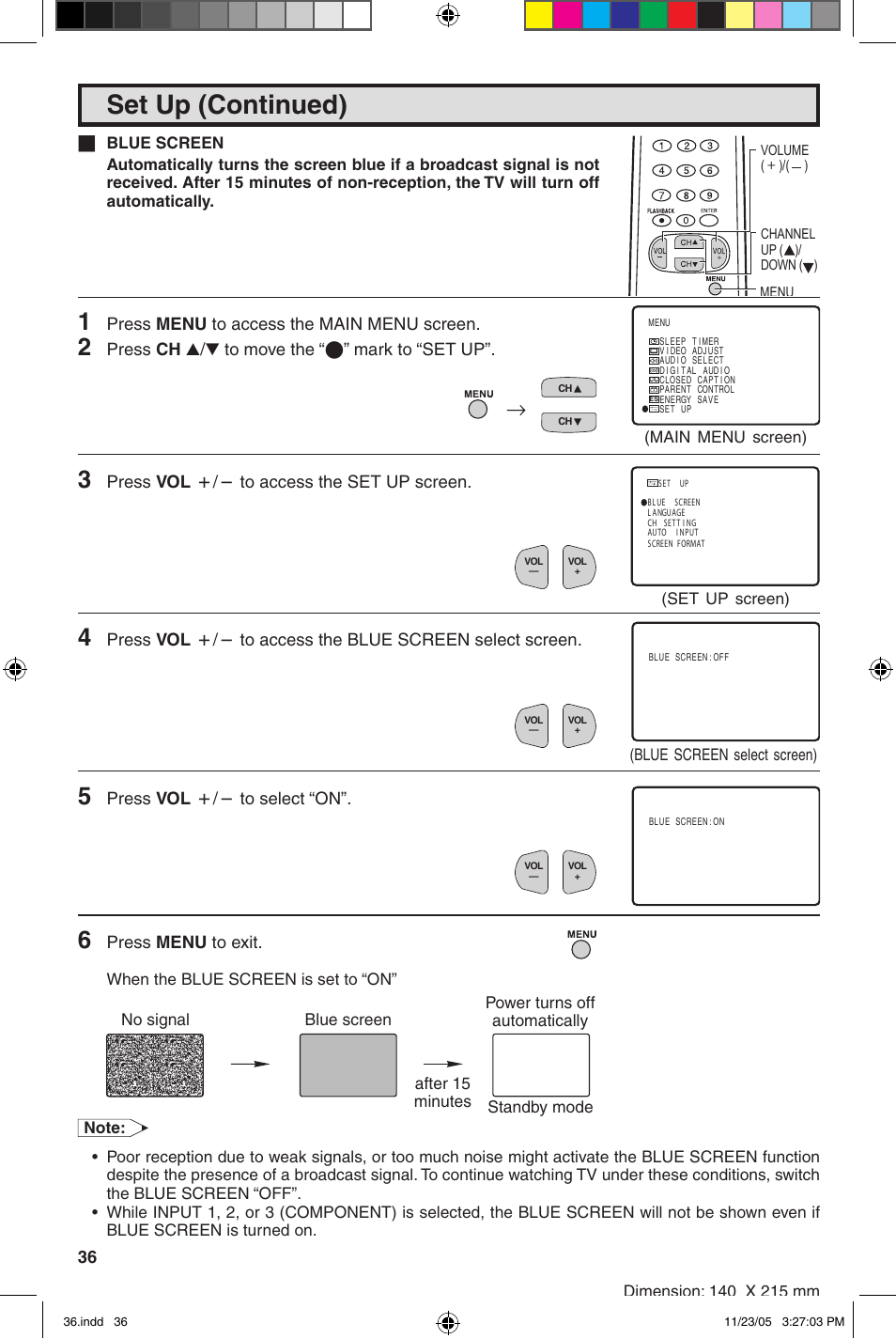 Set up (continued) | Sharp 27SC260 User Manual | Page 36 / 54