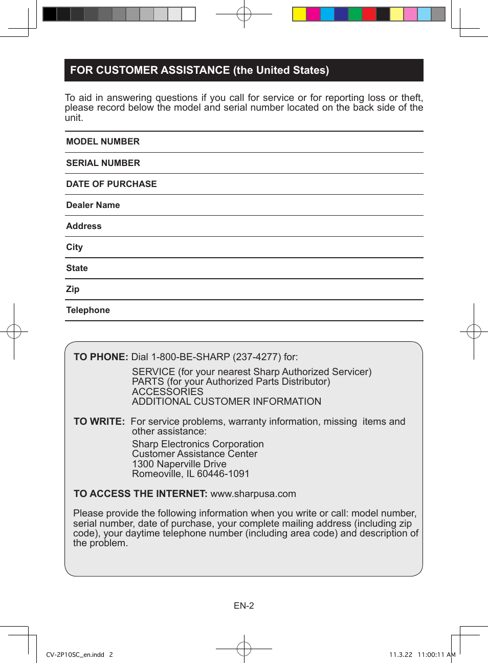 Sharp CV-2P10SC User Manual | Page 4 / 60