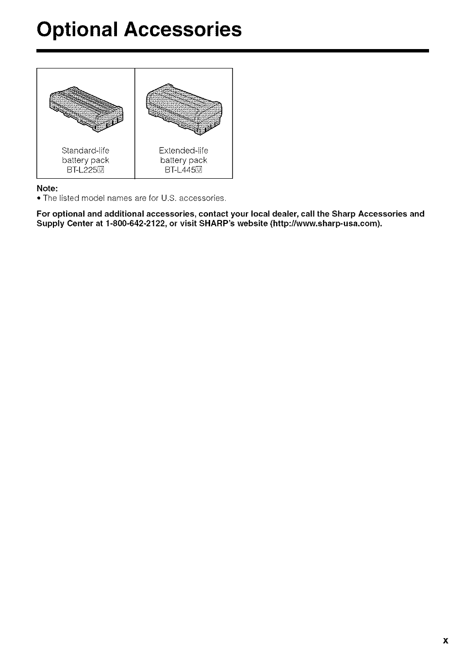 Optional accessories | Sharp VIEWCAM VL-NZ50U User Manual | Page 11 / 83