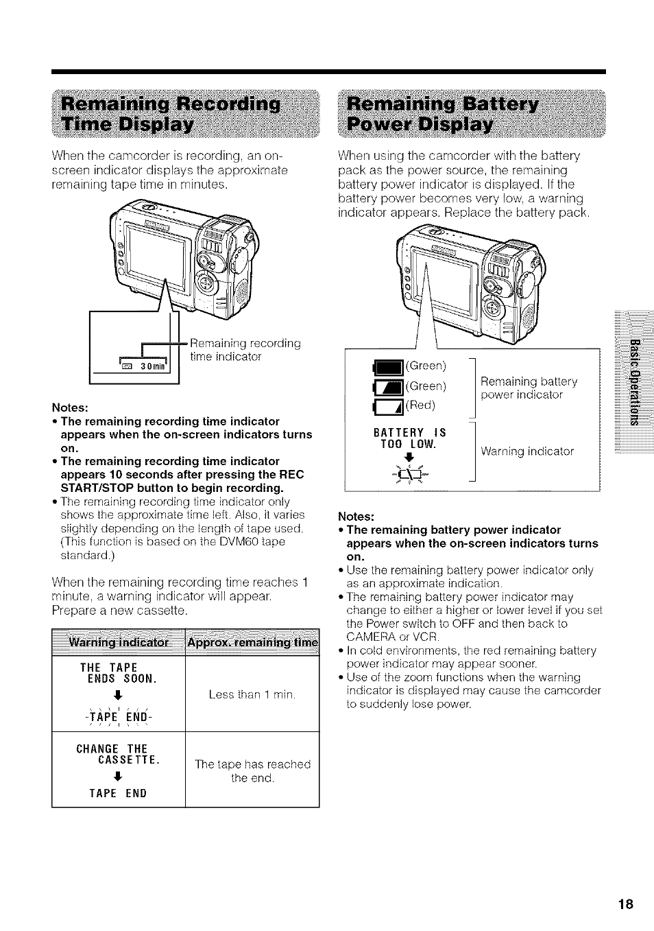 Remaining recording time display, Remaining battery power display | Sharp VIEWCAM VL-NZ50U User Manual | Page 31 / 83