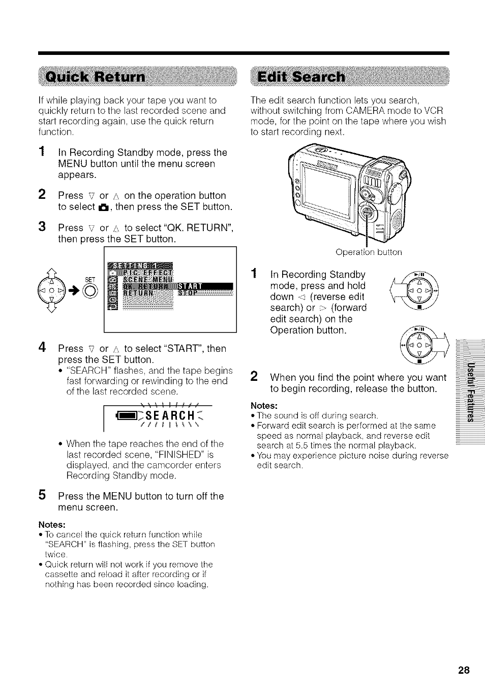 Quick return edit search | Sharp VIEWCAM VL-NZ50U User Manual | Page 41 / 83