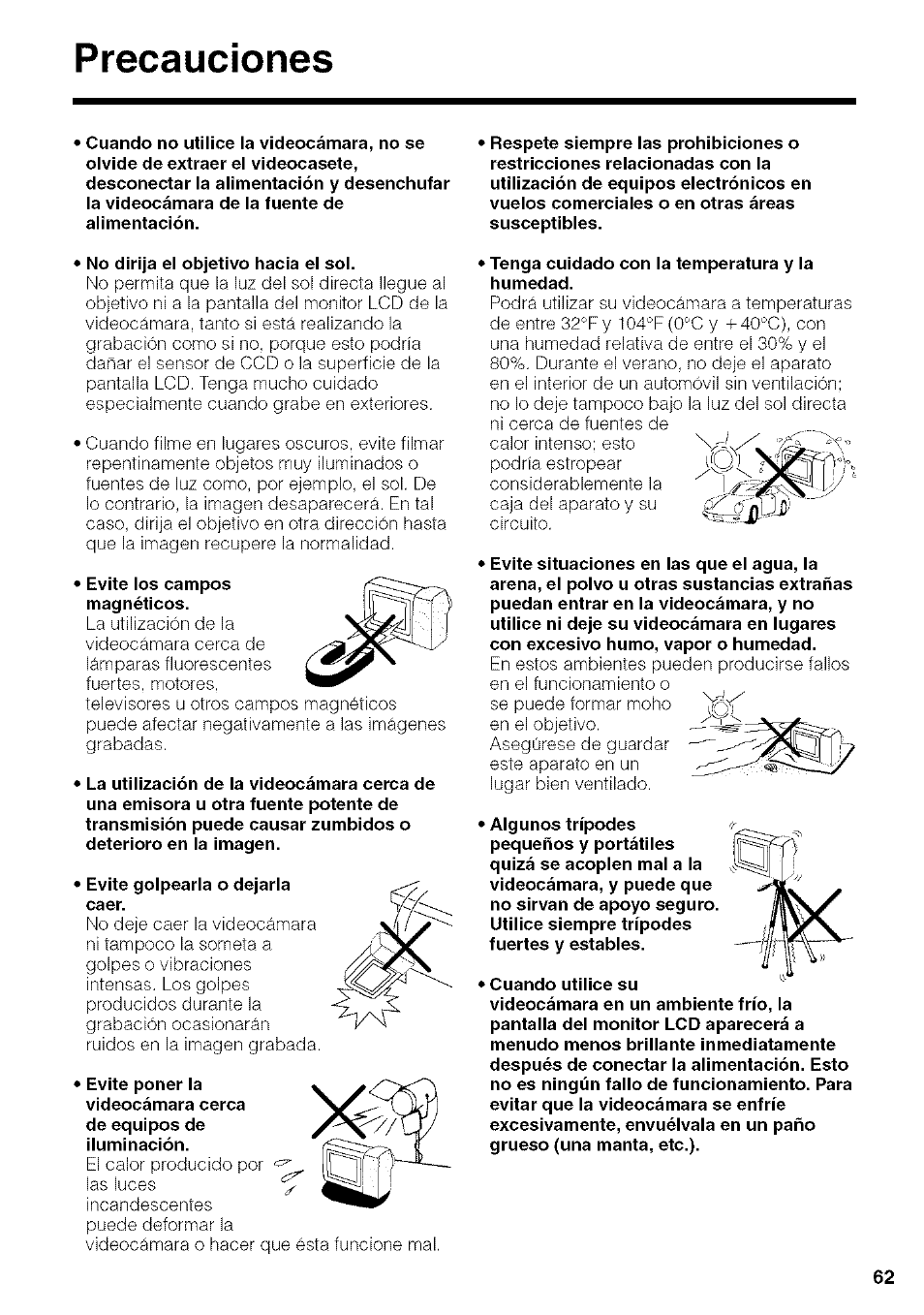 Precauciones | Sharp VIEWCAM VL-NZ50U User Manual | Page 75 / 83