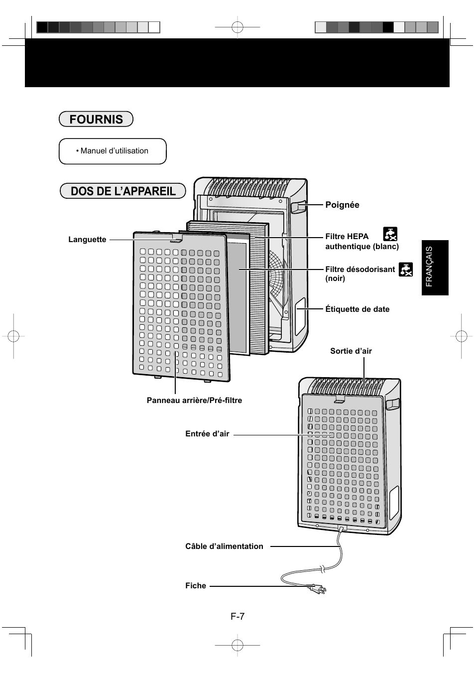 Fournis, Dos de l’appareil | Sharp FP-P30U User Manual | Page 27 / 52