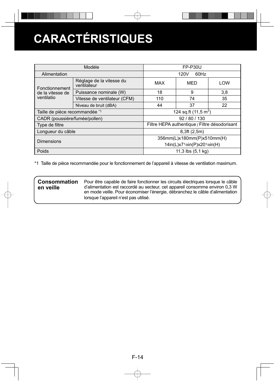 Caractéristiques | Sharp FP-P30U User Manual | Page 34 / 52