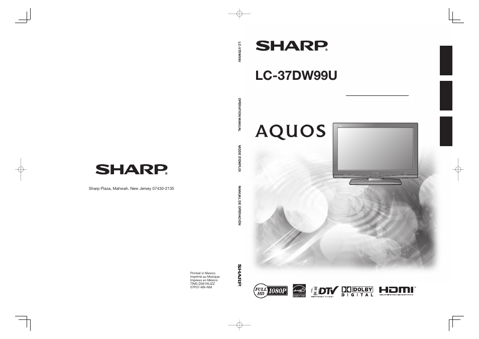 Sharp AQUOS LC-37DW99U User Manual | 59 pages