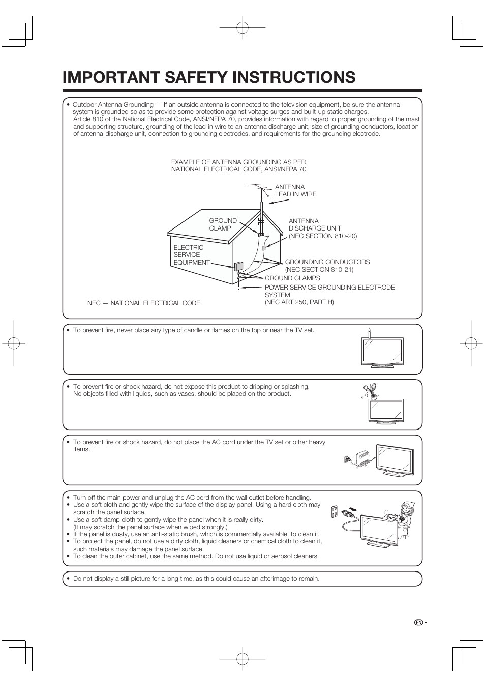 Important safety instructions | Sharp AQUOS LC-37DW99U User Manual | Page 7 / 59