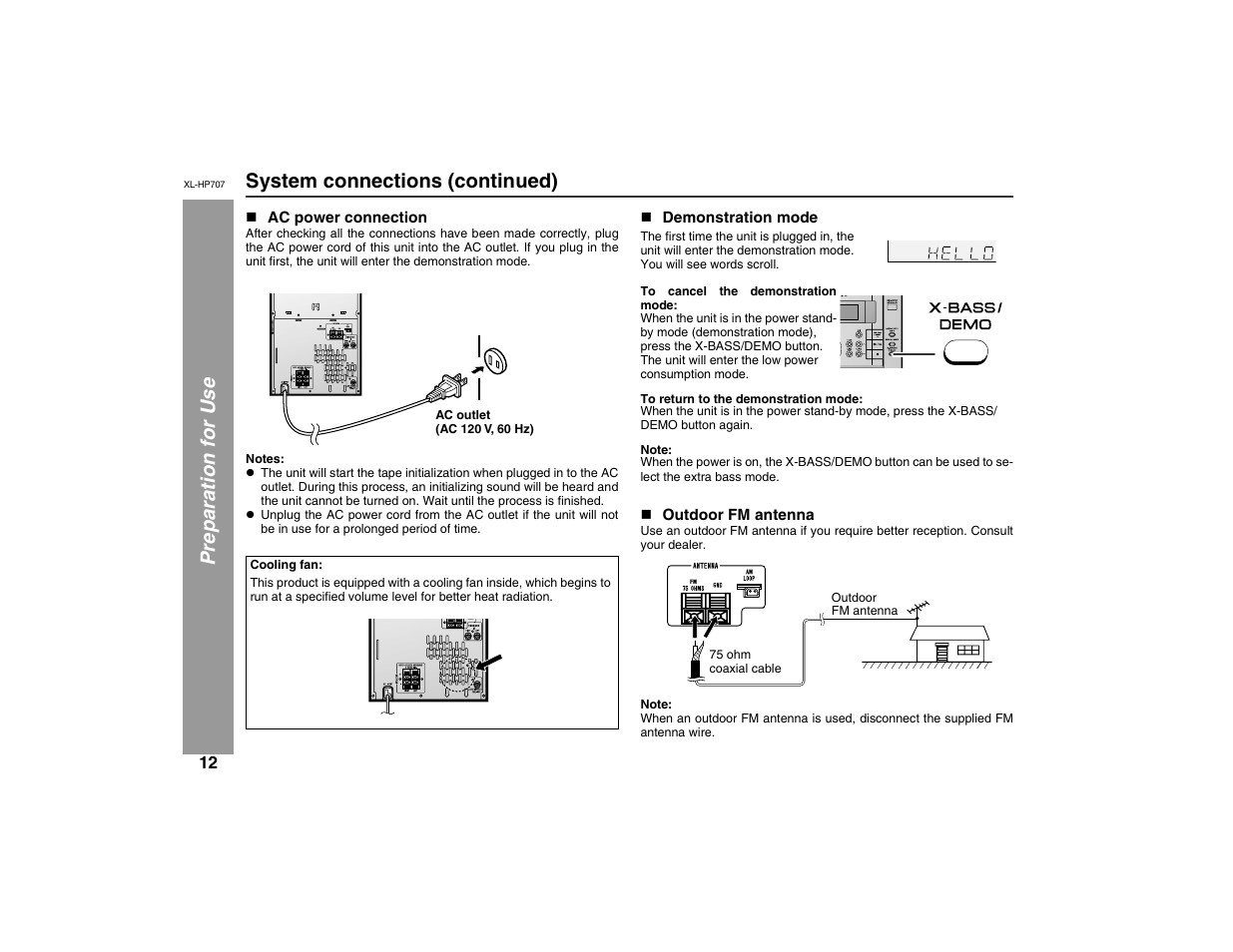 Sharp XL-HP707 User Manual | Page 12 / 36