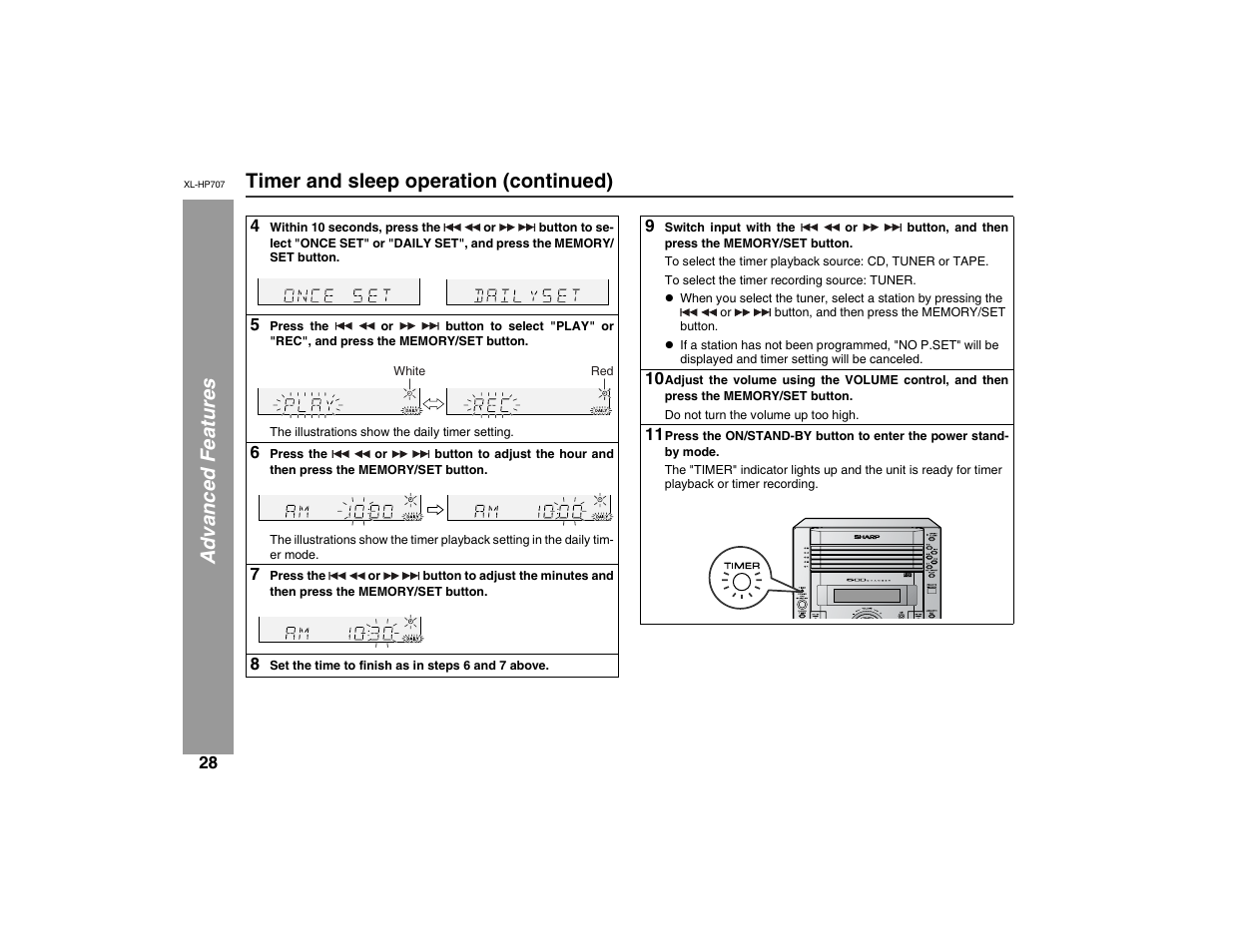 Sharp XL-HP707 User Manual | Page 28 / 36