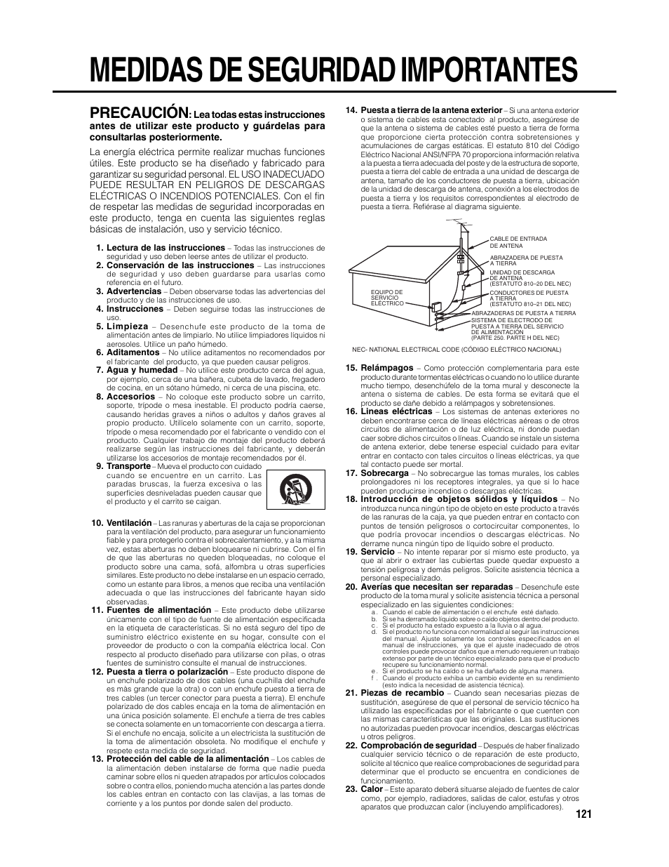 Medidas de seguridad importantes, Precaución | Sharp DV-HR300U User Manual | Page 121 / 126