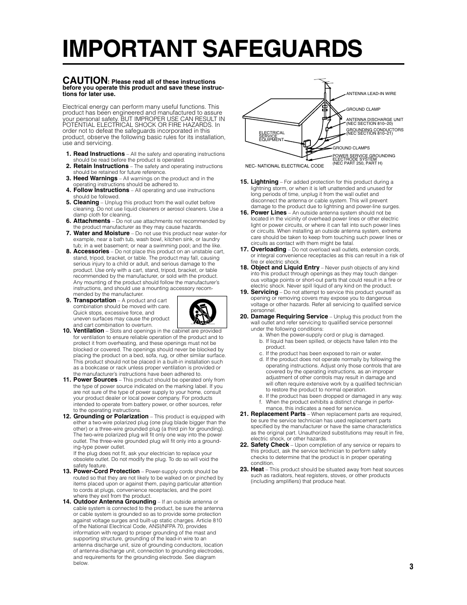 Important safeguards, Caution | Sharp DV-HR300U User Manual | Page 3 / 126