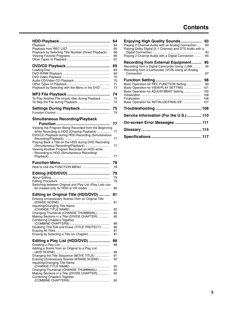 Sharp DV-HR300U User Manual | Page 5 / 126