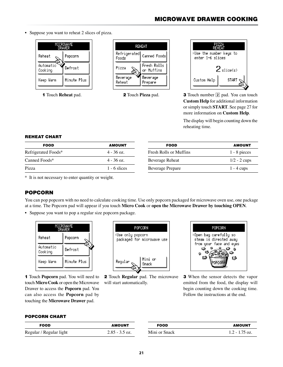 Microwave drawer cooking | Sharp KB-3425L User Manual | Page 21 / 48