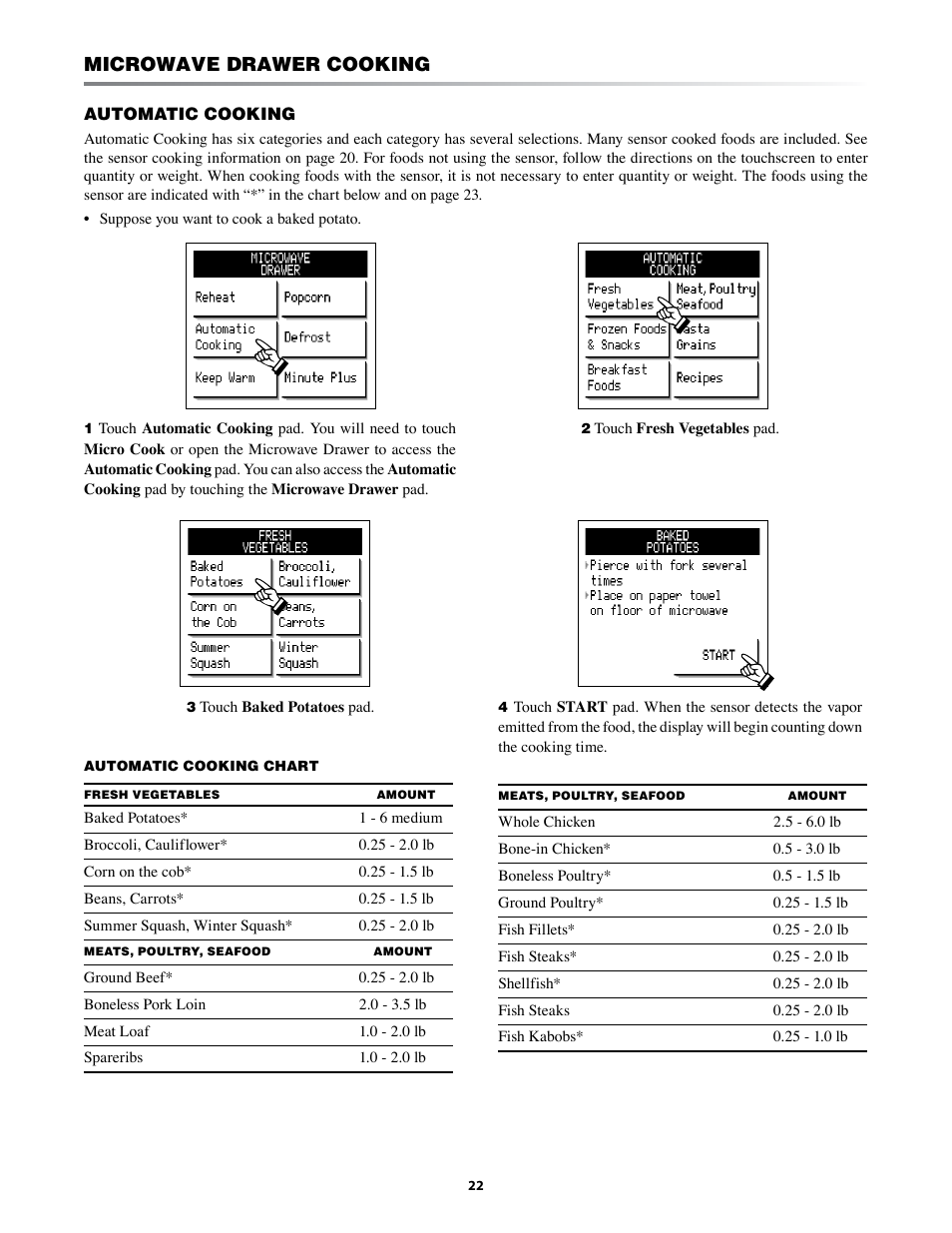 Microwave drawer cooking | Sharp KB-3425L User Manual | Page 22 / 48