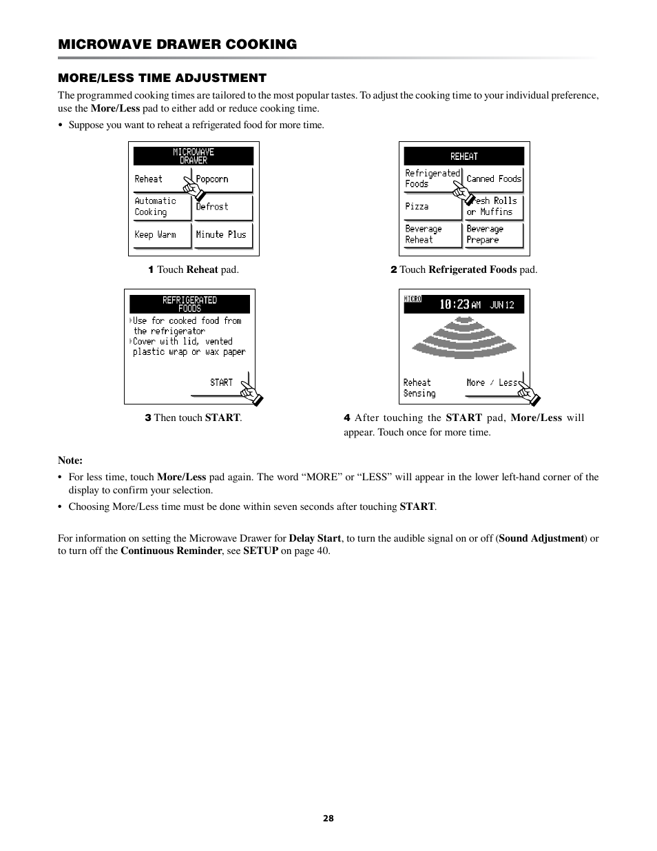 Microwave drawer cooking | Sharp KB-3425L User Manual | Page 28 / 48