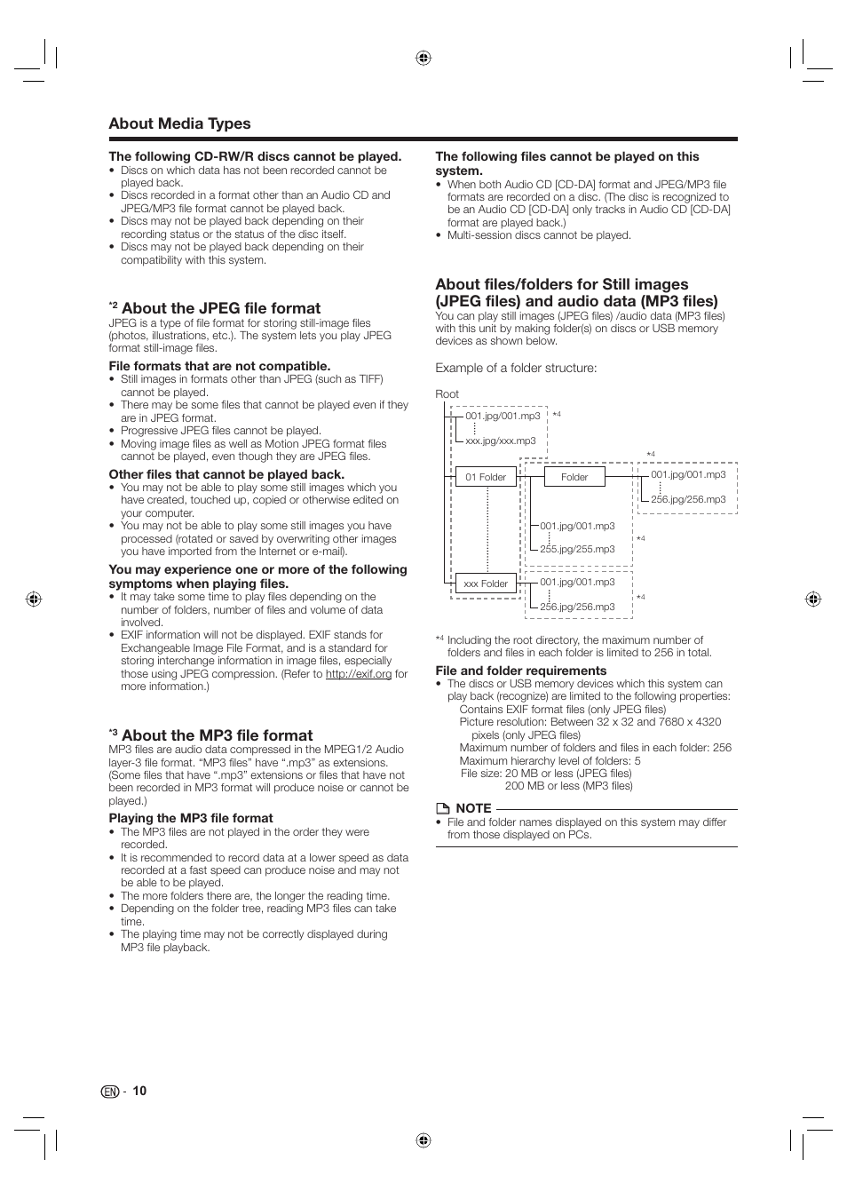 About media types, About the jpeg file format, About the mp3 file format | Sharp Aquos TINS-E595WJQZ User Manual | Page 12 / 95