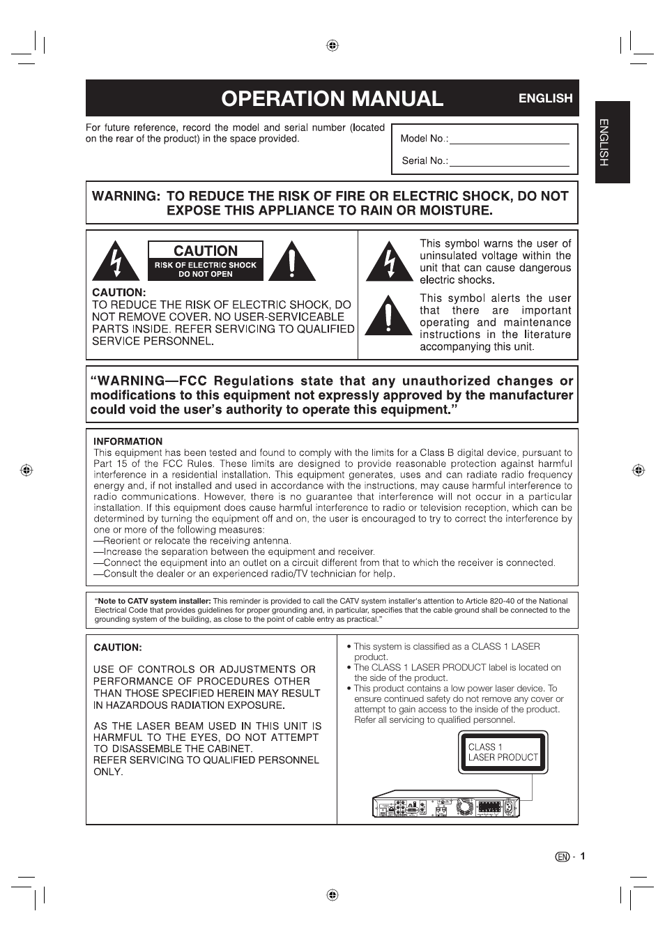 Operation manual | Sharp Aquos TINS-E595WJQZ User Manual | Page 3 / 95