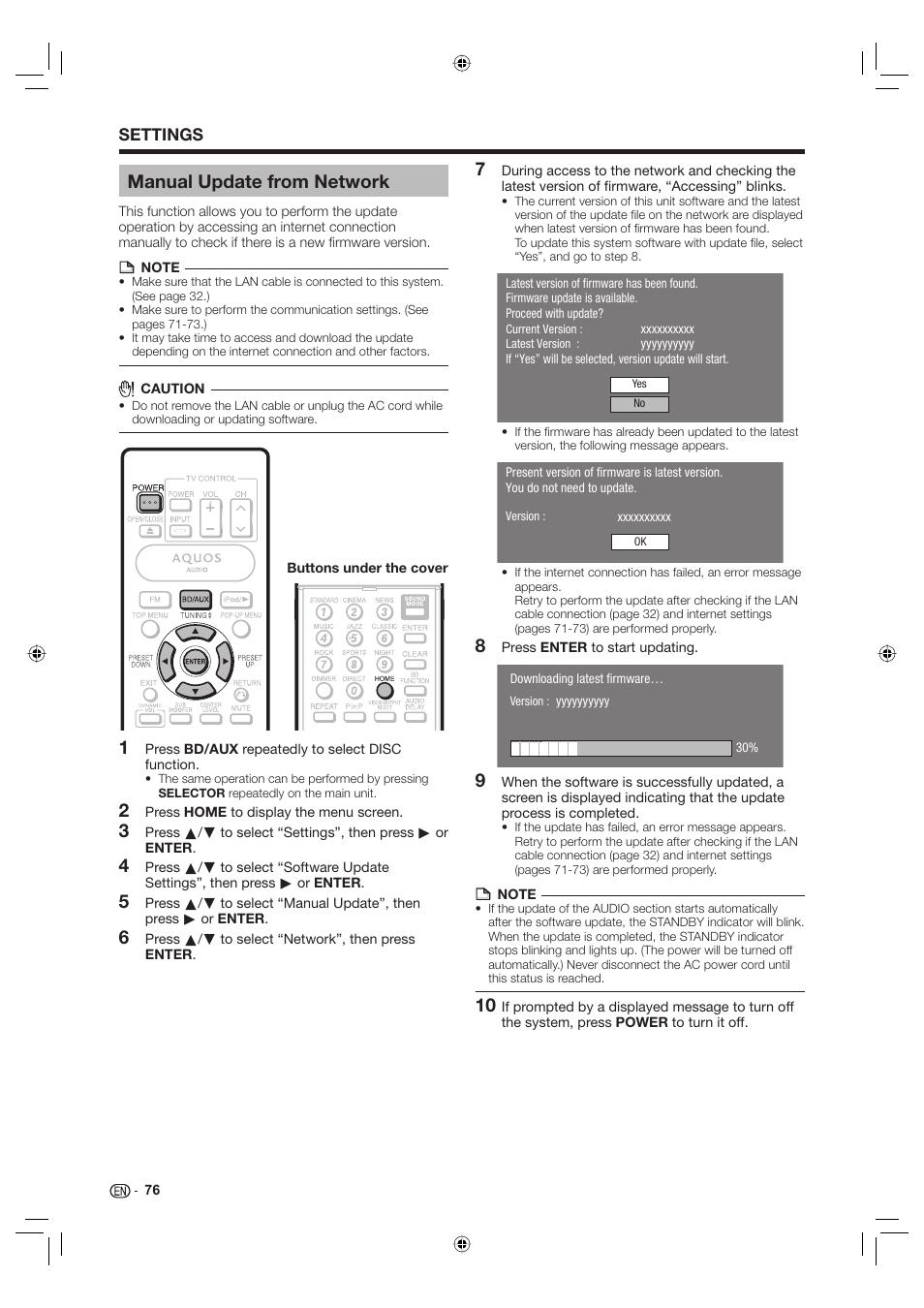 Manual update from network | Sharp Aquos TINS-E595WJQZ User Manual | Page 78 / 95