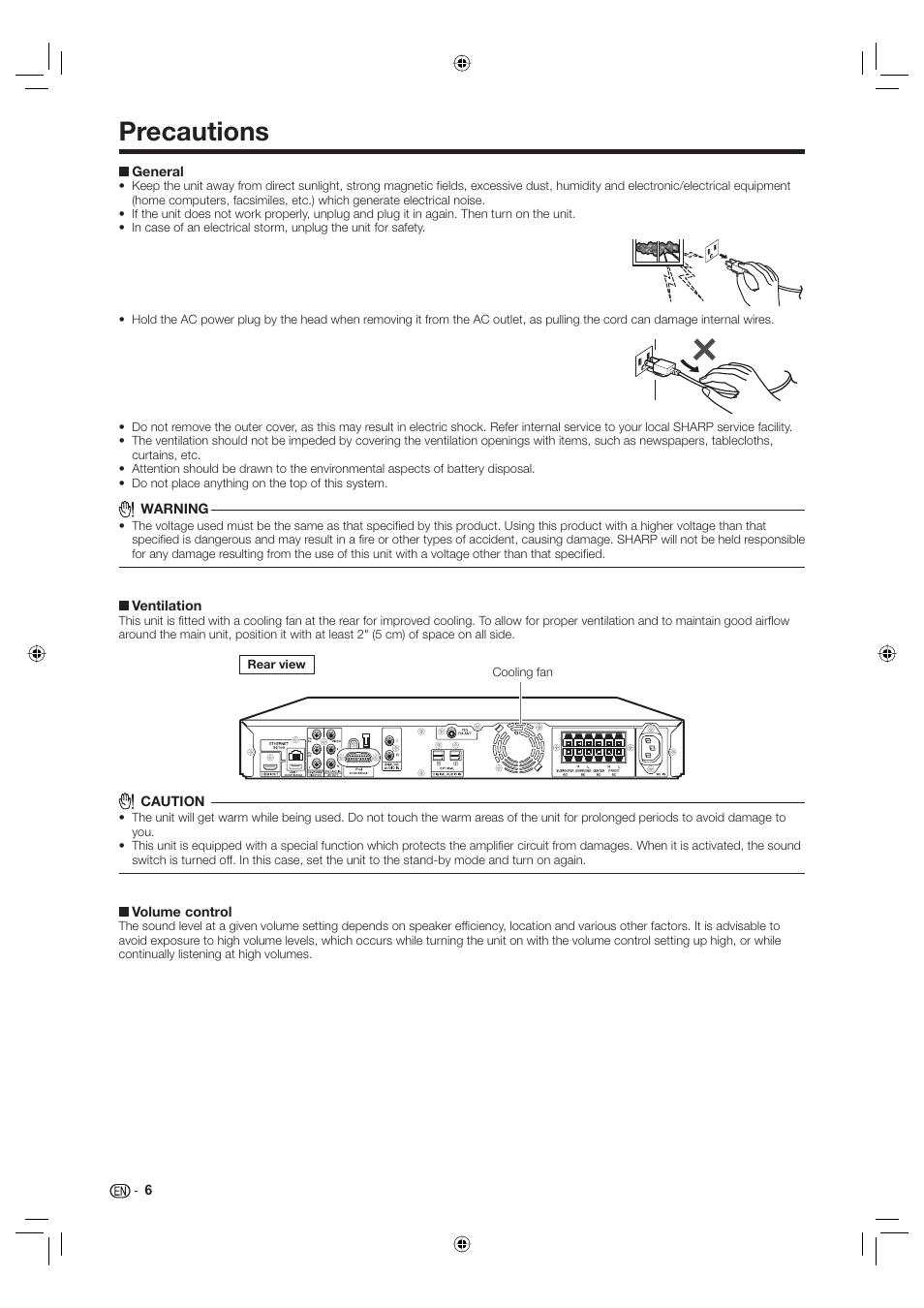 Precautions | Sharp Aquos TINS-E595WJQZ User Manual | Page 8 / 95