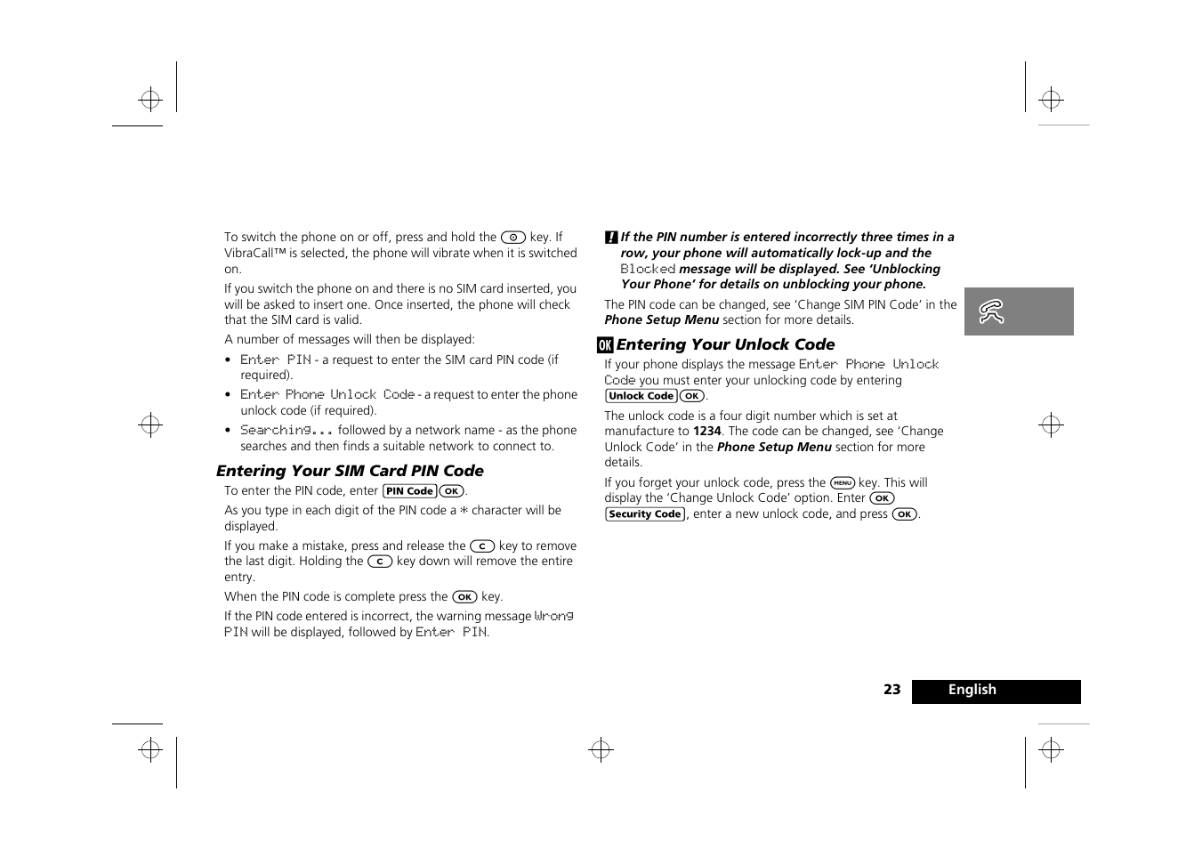 Making and receiving phone calls, Switching the phone on and off | Motorola P8088 User Manual | Page 25 / 84