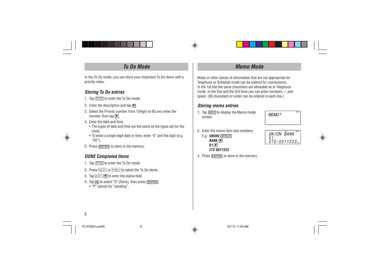 Sharp YO-P20 User Manual | Page 10 / 28