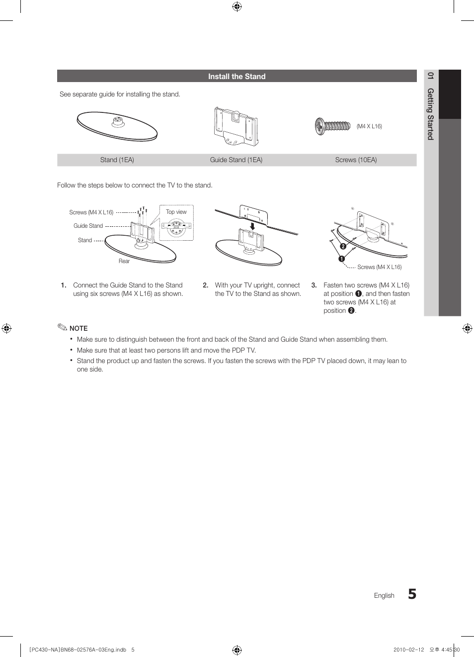 Install the stand | Sharp 430 User Manual | Page 5 / 38