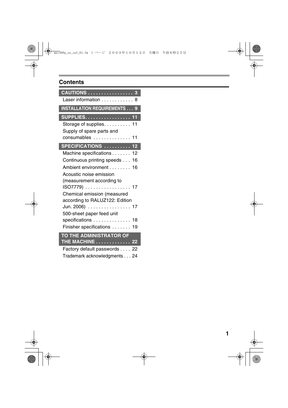 1contents | Sharp MX-C400P User Manual | Page 3 / 28