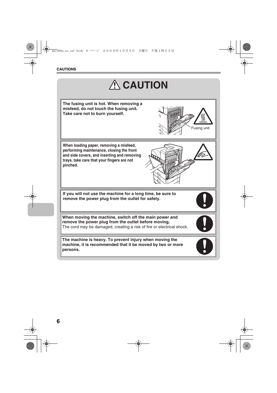 Caution | Sharp MX-C400P User Manual | Page 8 / 28