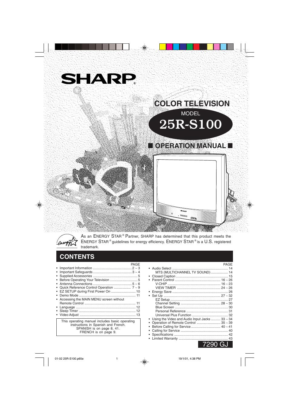 Sharp 25R S100 User Manual | 44 pages